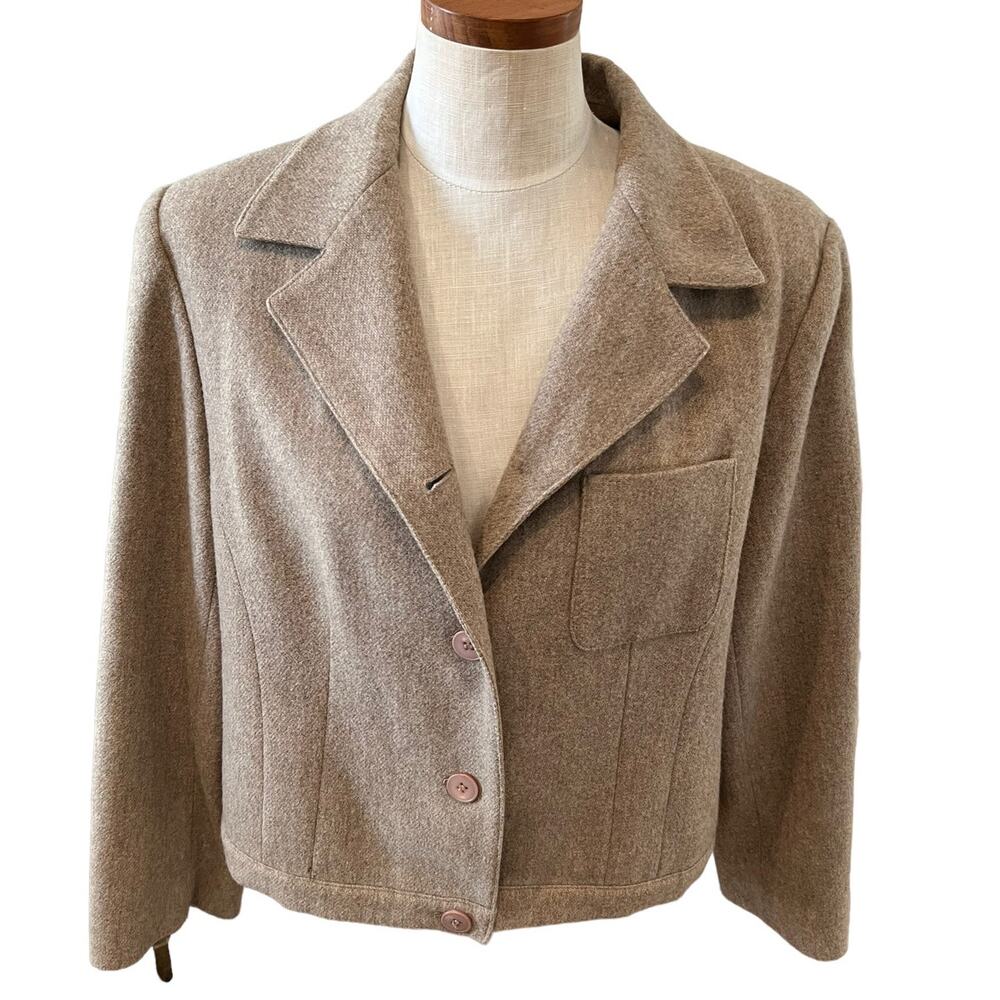 Vintage Savannah Boxy cropped jacket blazer Heathered Oatmeal